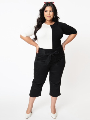 Collectif Plus Size Black High Waist Bow Eugenia Capris