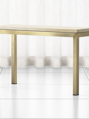 Parsons Travertine Top/ Brass Base 48x16 Console