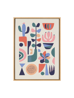 23" X 33" Sylvie Mid Century Succulents Framed Canvas By Rachel Lee Natural - Kate And Laurel