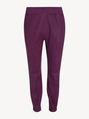 Magenta Athletic Slim Fit Leather Jogger