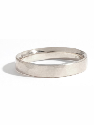 Hammered Texture 4mm Ring - White Gold