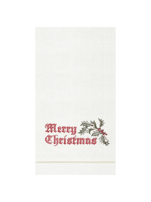 C&f Home Wenham Holly Chritmas Guest Hemstitch Guest Towel