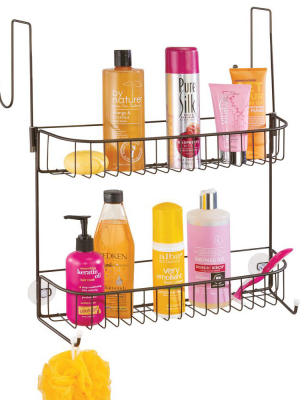 Mdesign Metal Bathroom Over Door Hanging Shower Caddy, X-wide