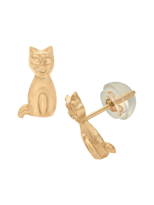 Tiara Kid's Kitten Stud Earrings In 14k Gold