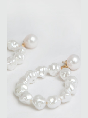 White Pearl Door Knocker Earrings