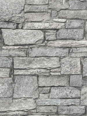 Natural Grey Classic Stone Wall Wallpaper By Walls Republic