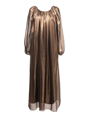 Metallic Pleated Midi Dress