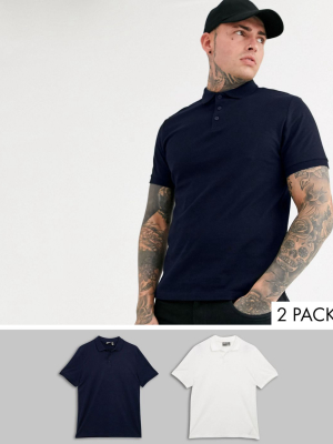 Asos Design 2 Pack Organic Jersey Polo