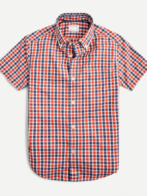 Boys' Short-sleeve Shirt In Orange Plaid