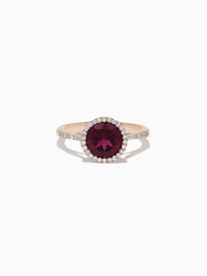 Effy Bordeaux 14k Rose Gold Rhodolite Garnet And Diamond Ring, 2.20 Tcw