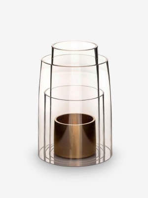 Large Hurricane Lantern With Satin 24k Gold Candle Holder By Deborah Ehrlich