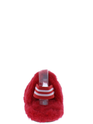 Marguax Red Rhinestone Faux Fur Slingback Kids Sandal