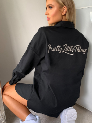 Prettylittlething Black Embroidered Back Cargo...