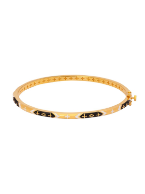 Rhombus Cross Skinny Bangle - Black