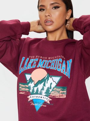 Scarlet Lake Michigan Slogan Sweater