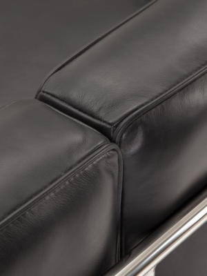 Corbusier Sofa - Corbusier Petit Modele Two Seater Sofa, Black Premium Leather