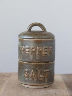 Seaside Stoneware Salt And Pepper Stacker