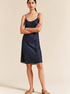 Bias Round Neck Silk Slip