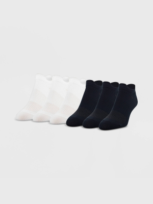 Peds Women's 6pk Ultra Low No Show Tab Liner Casual Socks - White/black 5-10
