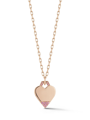 Dora 18k Rose Gold And 1/3 Pink Sapphire Bottom Mini Heart Charm