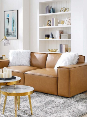 Vitality Vegan Leather Loveseat In Tan