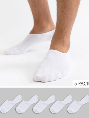 Jack & Jones Invisible Socks 5 Pack In White