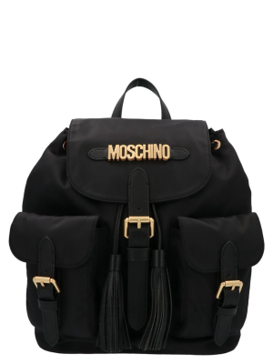 Moschino Logo Plaque Tassled Backpack