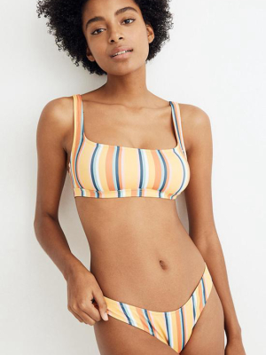 Nautical Stripe Square Neck Bralette Bikini Swimsuit - Two Piece Set