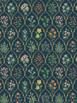 Hawthorne Wallpaper In Navy From The Rifle Paper Co. Collection By York Wallcoverings