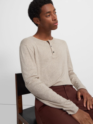 Henley Shirt In Ribbed Cotton-alpaca