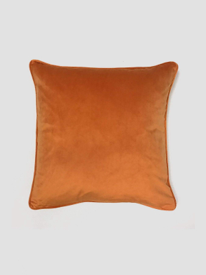 Piped Velvet Cushion 43x43cm In Orange