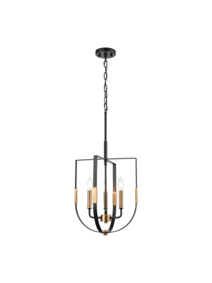 Heathrow 3-light Pendant In Matte Black And Satin Brass