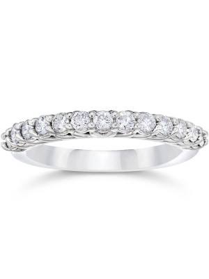 Pompeii3 5/8ct Diamond Wedding U Prong Trellis Stackable Wedding Ring 10k White Gold