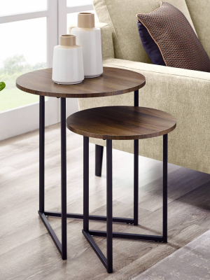 2pc Glam V Leg Nesting Side Tables - Saracina Home