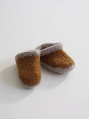 Kid's Wool Felt Slippers - Amber