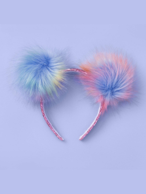 Girls' Tie-dye Pom Ear Headband - More Than Magic™