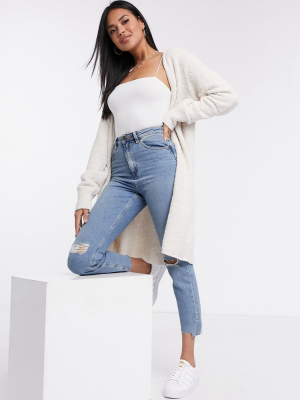 Missguided Knitted Two-piece Cardigan In Cream