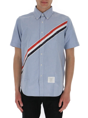 Thom Browne Rwb Stripe Short-sleeve Shirt