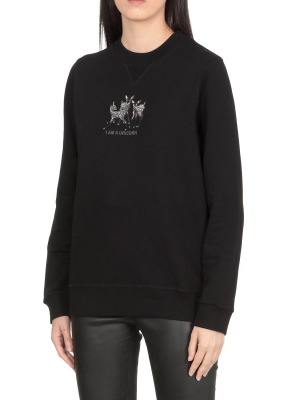 Burberry Motif Embroidered Crewneck Sweatshirt