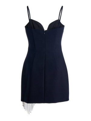 Crystal-trimmed Wool-crepe Mini Dress