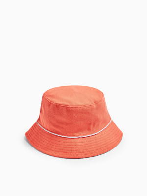 Piped Bucket Hat In Orange