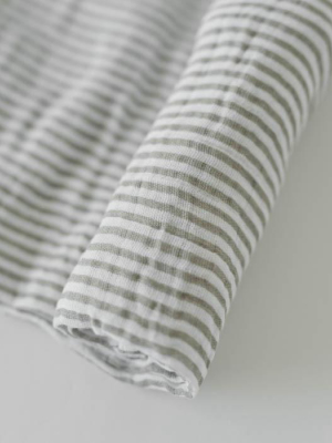 Cotton Muslin Swaddle Blanket - Grey Stripe