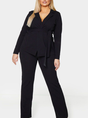 Plus Black Straight Leg Suit Pants