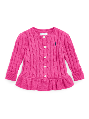 Cable Cotton Peplum Cardigan