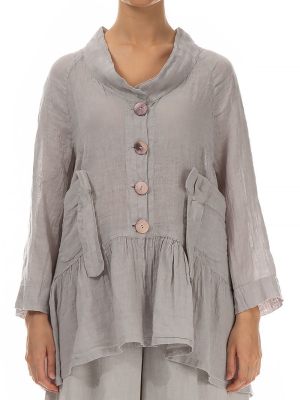 Ruffled Beige Linen Jacket