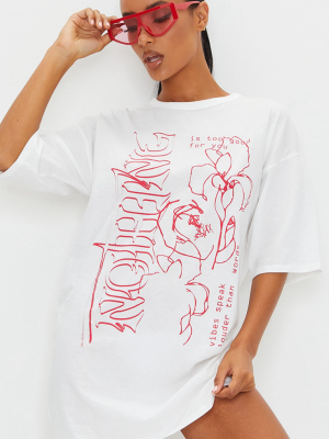 White Nothing Is Too Good Slogan Oversized T...