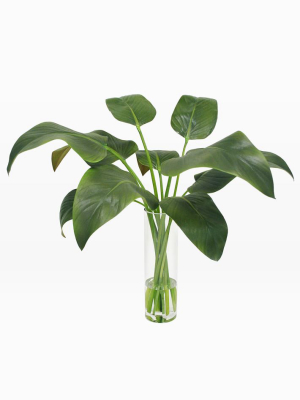 Faux Calla Lily Leaves In Vase - Extra Tall