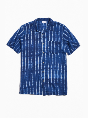 Raga Man Tie-dye Stripe Short Sleeve Button-down Shirt