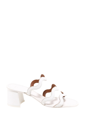 L'autre Chose Wavy Strap Block Heel Sandals