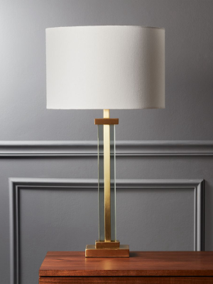 Panes Glass And Brass Table Lamp